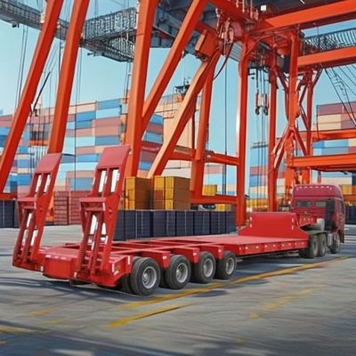 Requisito por encomenda Semirreboque Red Lowbed Reboque 3 eixo Low Bed Loader 60 Ton Lowboy