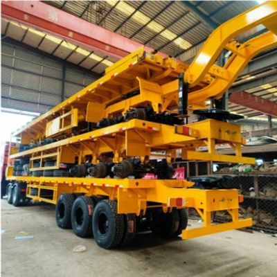 3 eixos 60 a 80 toneladas 20 a 45 pés Container de cama plana Semi-reboque com carga útil máxima 50000 kg