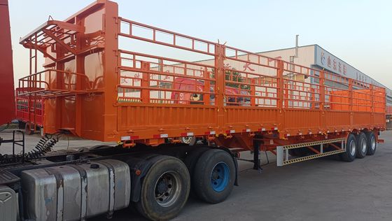 Wosheng 40-100ton Utility Side Wall Open Livestock Vegetable Fence Truck Trailer com tracção