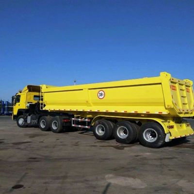 Semi-reboque traseiro de descarga quadrada de 50 toneladas com cilindro de elevação hidráulico