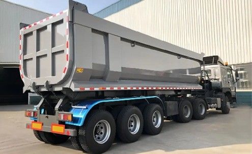 Reboque de descarga de 30-100 toneladas com forma de U e função de transporte de grãos de areia