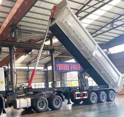 Semi-remolque traseiro de descarga de 60T de capacidade quadrada para transporte de grãos de areia e pedra