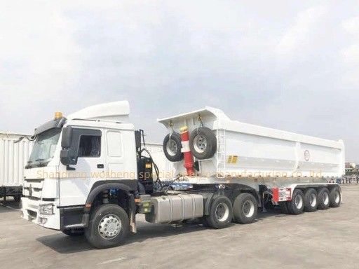 Semi-remolque traseiro de descarga de 60T de capacidade quadrada para transporte de grãos de areia e pedra