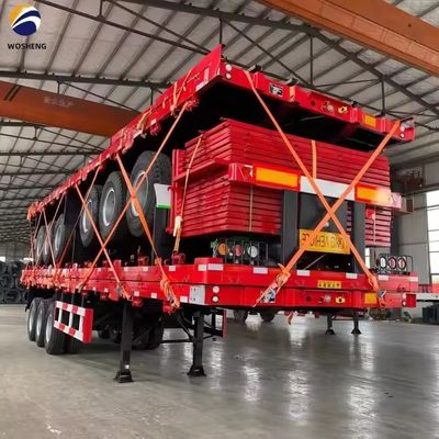 Container de cama plana de 40 pés Semi-reboque de cama plana com 2 ou 3,5 &quot; King Pin e 3 ou 4 eixos