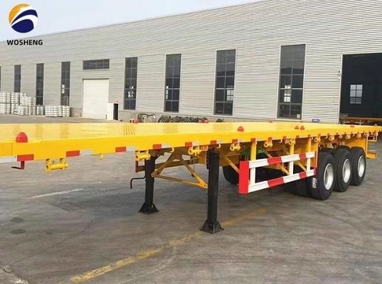 Suspensão mecânica 40FT Tri-Axle Flatbed Semi-Trailer para contêiner ou máquinas