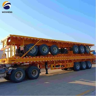 Suspensão mecânica 40FT Tri-Axle Flatbed Semi-Trailer para contêiner ou máquinas