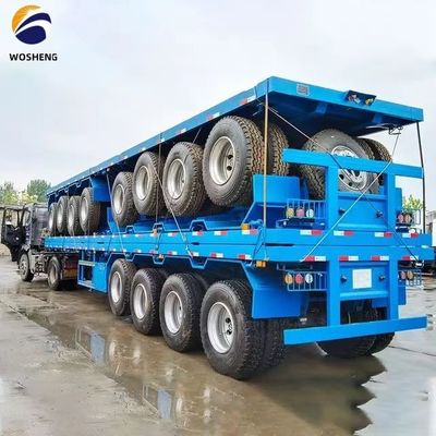 Semi-reboque de 3 eixos 20T-80T de madeira ou de contentor com trailers planos de 2 ou 3,5 polegadas