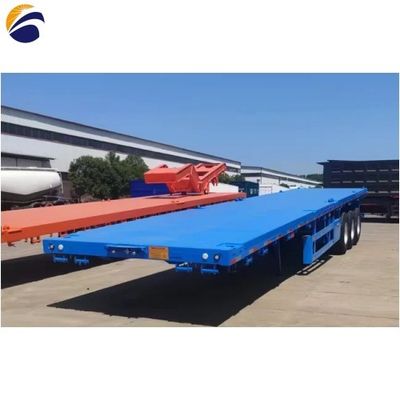 Semi-reboque de 3 eixos 20T-80T de madeira ou de contentor com trailers planos de 2 ou 3,5 polegadas