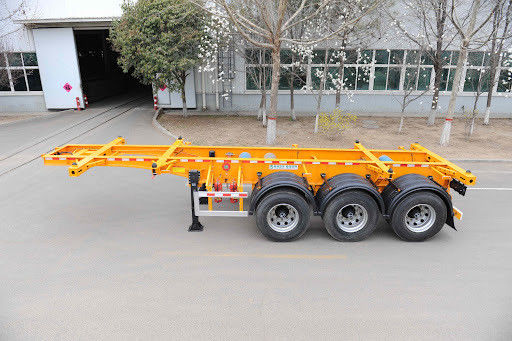 Wosheng 3 Axle Skeleton Semi-Trailer Max Payload 50 toneladas para transporte de contêineres