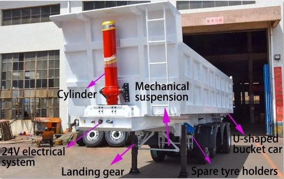 Wosheng 3 eixos 930*250*345M Semi-reboque para transporte de minério 2024 Dump Semi-reboque