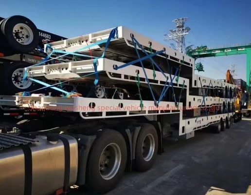 Carga útil de 40-100 toneladas Suspensão mecânica Semi-reboque de 40 pés de largura com pneu 12R22.5