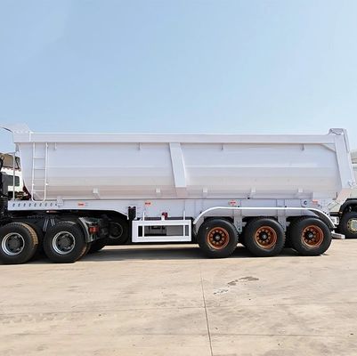 cilindro hidráulico em forma de U 3 eixos de descarga de descarga traseira de descarga semi-reboque com mola de folha