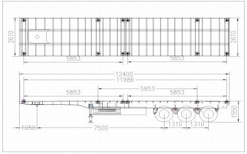 Venda 3/4 eixo 20T-80T Tare peso contêiner de cama plana semi-reboque para dentro do orçamento