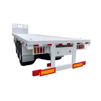 Semi-reboque de utilitários de 40 pés de contêiner, reboque de cama plana, sistema de travagem de dupla linha 12R22.5 Pneus