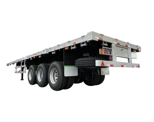 Semi-reboque de utilitários de 40 pés de contêiner, reboque de cama plana, sistema de travagem de dupla linha 12R22.5 Pneus