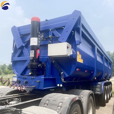 Semi-remolque de 4 eixos hidráulico traseiro para transporte de grãos de areia