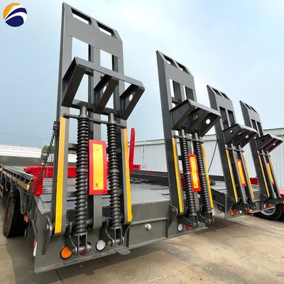 50 toneladas de reboque de cama baixa extensivel de pescoço de ganso removível Semi-reboque Lowboy com 4 eixos