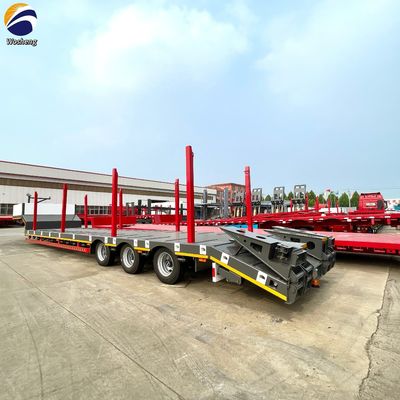 50 toneladas de reboque de cama baixa extensivel de pescoço de ganso removível Semi-reboque Lowboy com 4 eixos