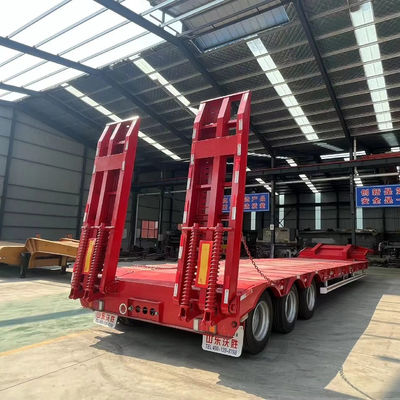 Reboque de cama baixa com suspensão aerodinâmica ou mecânica para transporte de escavadeiras de 60 a 120 toneladas