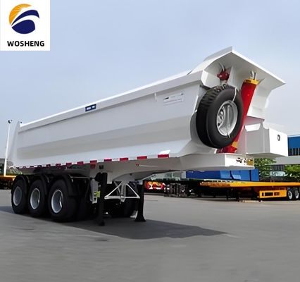 Pedido do cliente 3/4 eixos semi-reboque hidráulico traseiro para transporte de areia