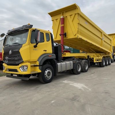 Semi-reboque traseiro de 40 metros cúbicos de 3 eixos em forma de U para material de construção