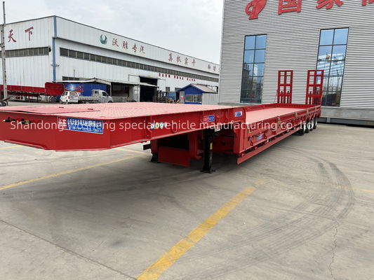 Suspensão mecânica 80 toneladas 100 toneladas Semi-reboque de cama baixa para transporte de máquinas pesadas