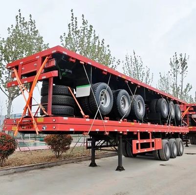 Pneus 12R22.5 40FT semi-reboque de piso plano para materiais de construção e transporte de contentores