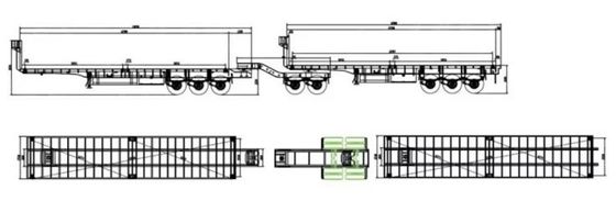20FT 40FT Double Link Flatbed Semi Truck Trailer com suspensão AIR/Mecânica