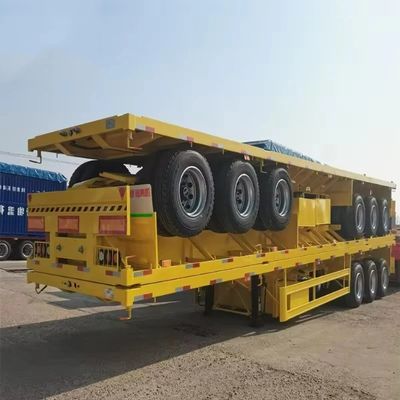3 eixos 20FT 40FT Container Chassis Flat Bed Semi Truck Trailer com material de aço