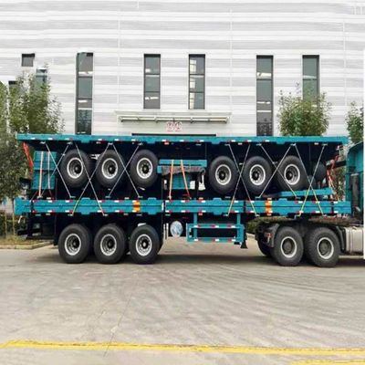 3 eixos 20FT 40FT Container Chassis Flat Bed Semi Truck Trailer com material de aço