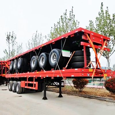 3 eixos 20FT 40FT Container Chassis Flat Bed Semi Truck Trailer com material de aço