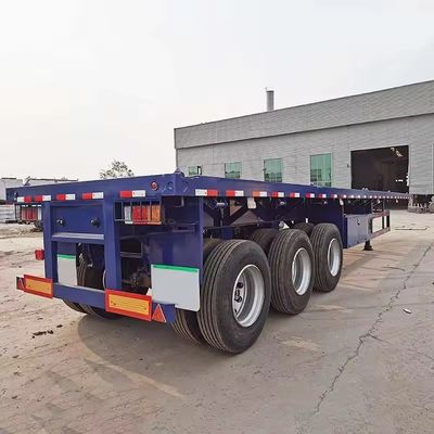 50 toneladas de capacidade de carga Semi-reboque 3 eixos 40 toneladas de reboque de cama plana com Q345b feixe principal