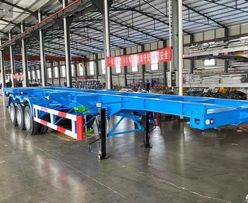 Função de transporte 3 eixo azul esqueleto semi-reboque para transporte de 40 pés de contentor
