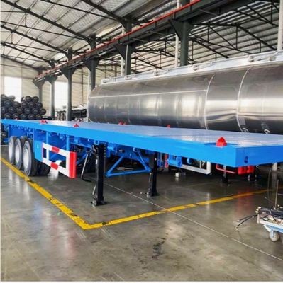 2/3/4 eixos 30-100tões Semi-reboque de banco plano para transporte de contêineres e cargas pesadas