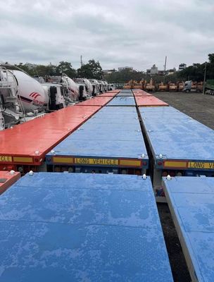 2/3/4 eixos 30-100tões Semi-reboque de banco plano para transporte de contêineres e cargas pesadas