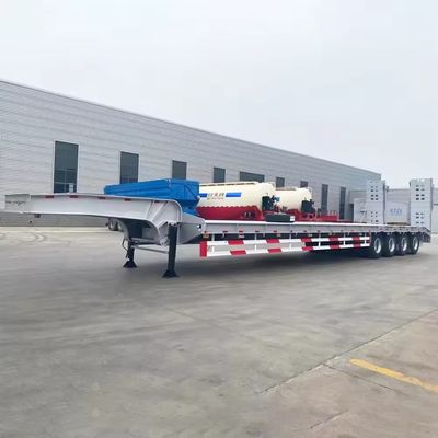 Semi-reboque de aço Container de cama baixa Carregador de chassi para transporte de equipamento pesado