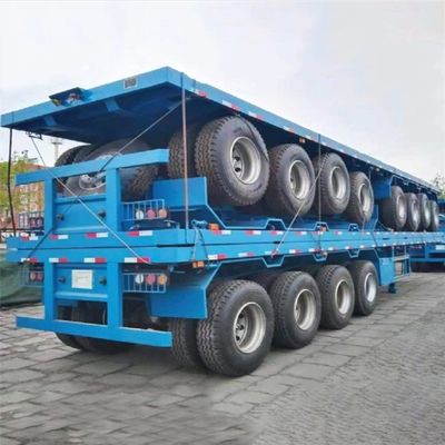 2/3/4 eixos 30-100tões Semi-reboque de banco plano para transporte de contêineres e cargas pesadas