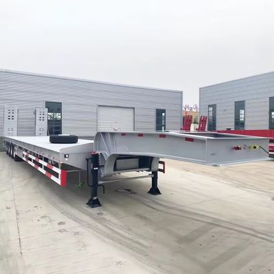 Equipamento pesado de transporte 4 eixos Escada hidráulica dupla de cama baixa Semi-reboque