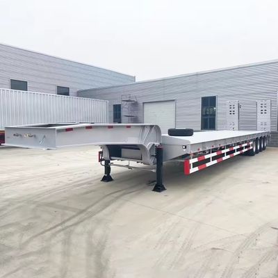Equipamento pesado de transporte 4 eixos Escada hidráulica dupla de cama baixa Semi-reboque