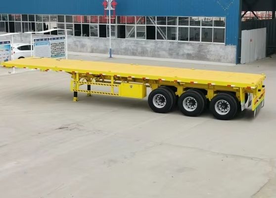 3 eixos Semi-reboque de cama plana para caminhão Reboque 20FT 40FT Container Chassis Reboque de cama plana