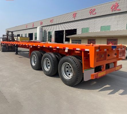 40ft Trailer de cama plana 3 eixos 4 eixos Container de cama plana Caminhão Semi-trailer da Wosheng