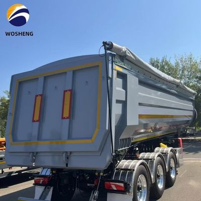 60 toneladas 3 eixos 35 metros cúbicos U forma hidráulica traseira descarregamento semi-reboque camião de descarga