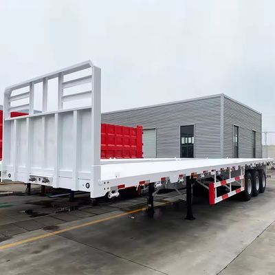 12400*2610*1550mm Reboque de aço de piso plano 3 eixos 4 eixos para transporte pesado Alta durabilidade