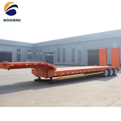 Semi-remolque de carga pesada de 40 pés de comprimento, remolque de cama baixa com 3 eixos para reboque de caminhão