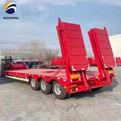 Reboque de caminhão 3 eixos 40ft Semi-reboque de cama baixa para transporte de veículos pesados