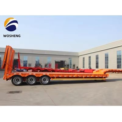 Reboque de caminhão 3 eixos 40ft Semi-reboque de cama baixa para transporte de veículos pesados