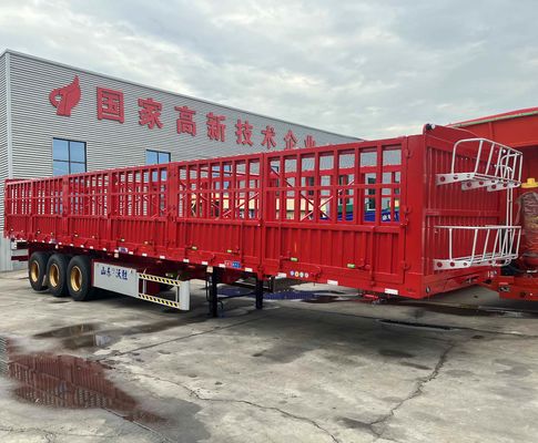 3 eixos 40-80tons Drop Side Livestock Farm Side Wall Fence Semi-truck Trailers Directo