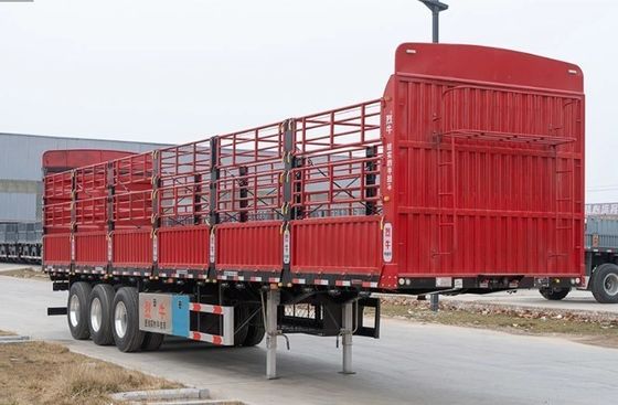 3 eixos 40-80tons Drop Side Livestock Farm Side Wall Fence Semi-truck Trailers Directo