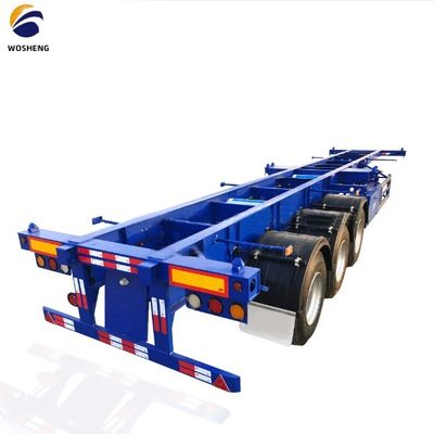 WOSHENG Tri-Axle 40FT 3 eixos 40 toneladas Chassis de carregamento Esqueleto Semi-remolque com materiais