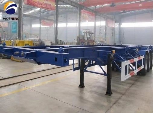 WOSHENG Tri-Axle 40FT 3 eixos 40 toneladas Chassis de carregamento Esqueleto Semi-remolque com materiais